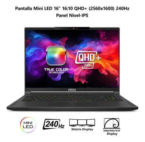 Laptop Gaming Msi Stealth 16 Ai+ R9 Hx 370 32gb 1tb W11 Negro