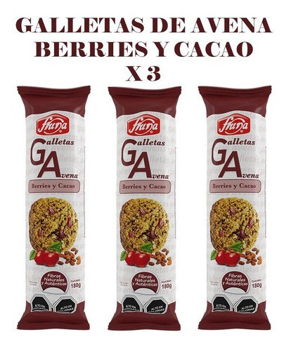 Galletas De Avena Berries Y Cacao X 3 Paquetes 540gr