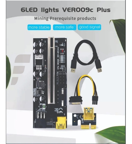 Cabo Riser Pci 009c Plus 6 Leds Imediato Cor Preto