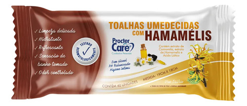 Toalhas umedecidas Procter Care Lenço umedecido Camomila em pacote 40 u