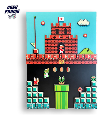 Cuadro Super Mario Bros 3d - Mundos Paralelos - 25x 35 Cm