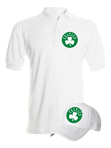 Camiseta Tipo Polo Boston Celtics Basket Obsequio Gorra