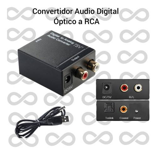 Adaptador Convertidor Óptico A Rca Analógico Audio