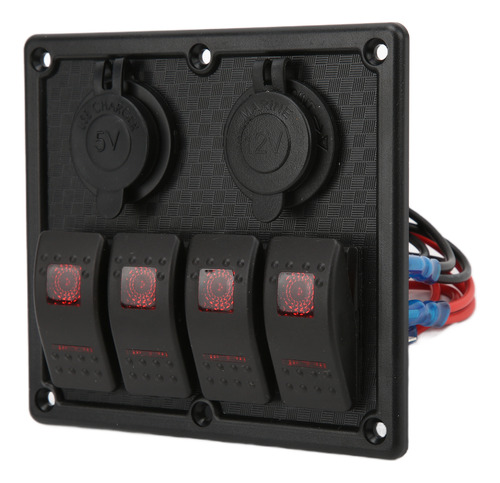 Puerto De Carga Usb Doble Led Con Panel Rocker De 4 Bandas A