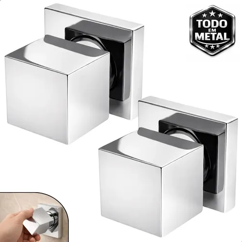 Kit 2 Acabamento Registro Chuveiro Quadrado Padrão Deca 1/2 E 3/4 E 1 Polegada 100% Todo Metal Cromado Brilhante Com Kit Fixação Completo De Parede Banheiro Geral - Softinox Kit 2 Prateado
