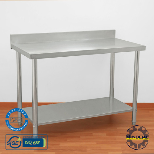 Mesa A Pared 100% Acero Inoxidable 110x60x90 Cm Tym