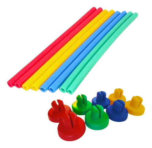 Kit Tubos De Espuma + Ponteiras Para Cama Elástica - 8 Unidades De Cada Pula Pula Val Brinquedos