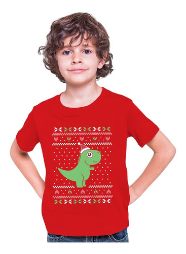 Playera Navidad - Niños - T-rex Navideño