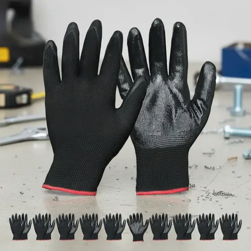 Guantes de nylon con palma de nitrilo (paquete de 12)