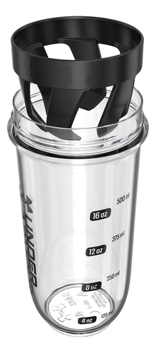 Botella Agitadora Clarity 710 Ml Transparente Negra