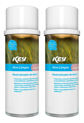 Aromatizante En Aerosol Aire Limpio Key - 2 Pack 