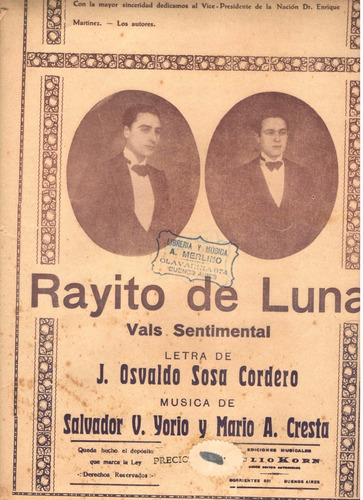 Partitura Original Del Vals Sentimental Rayito De Luna