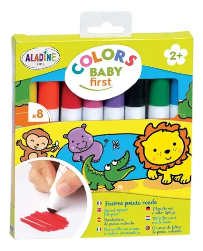 Rotuladores Mágicos Aladine Baby Fingers - 12 Colores, Forma Animal, Apilables, Para Niños