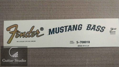 Decal Waterslide Fender Mustang Bass