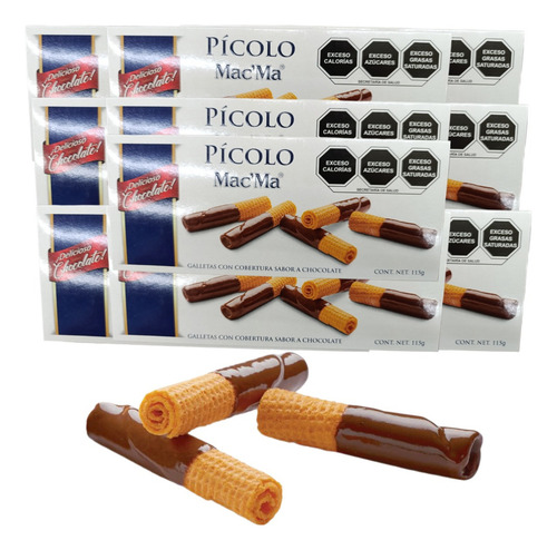 Pícolo Barquillo 12 De 115g C/u Cobertura Chocolate Mac Ma