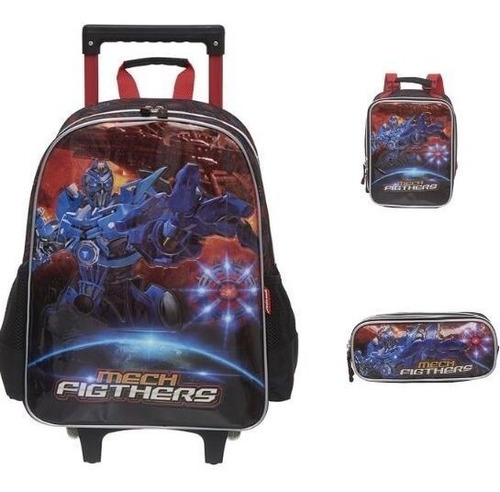 Mochila 3d Infantil Escolar Carrinho Rodinha Original Kit