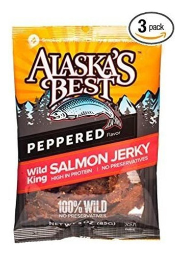 Salmón Salvaje Jerky 3 Oz Bolsa - Peppered (3 Bolsas)