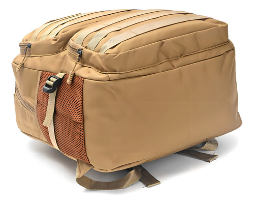 Mochila Hombre Portanotebook Reforzada Grande Viaje Color Marrón Diseño De La Tela Lisa