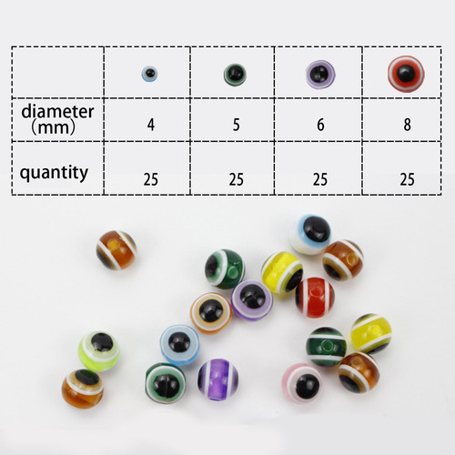 100x 4/5/6/8mm Ojo De Cuentas De Pesca Kit De Bricolaje De
