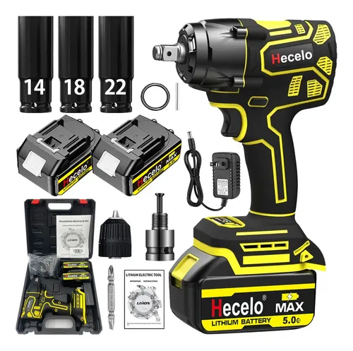 Pistola Impacto Llave Inalambrica Bateria 2 Pilas 1/2 Hecelo 3000 IPM