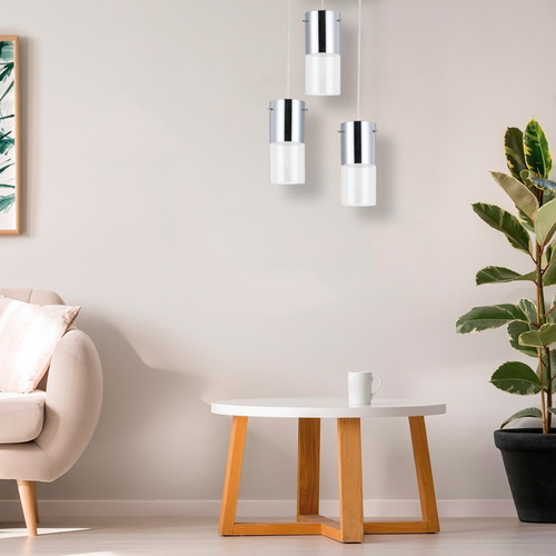 Luminária Lustre Pendente Moderno First Cromado 3 Luzes Llum Cor Prateado 127/220V