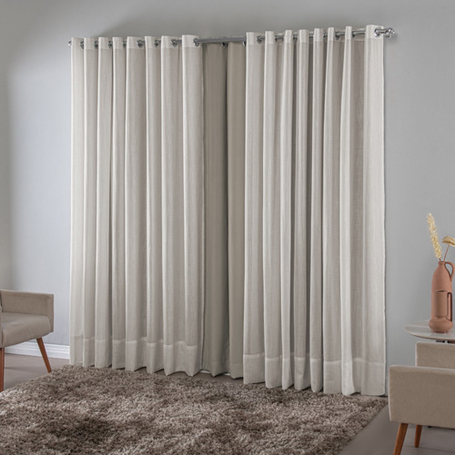 Cortina Linho Gaze C/forro Blackout 5.00x2.20 P/varão Duplo