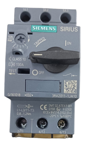 Guardamotor Siemens 3rv2011-1ja10, Rango 7-10 Amp 690v