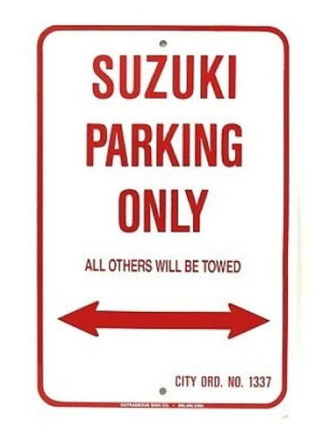 Cartel Chapa Suzuki Parking Only