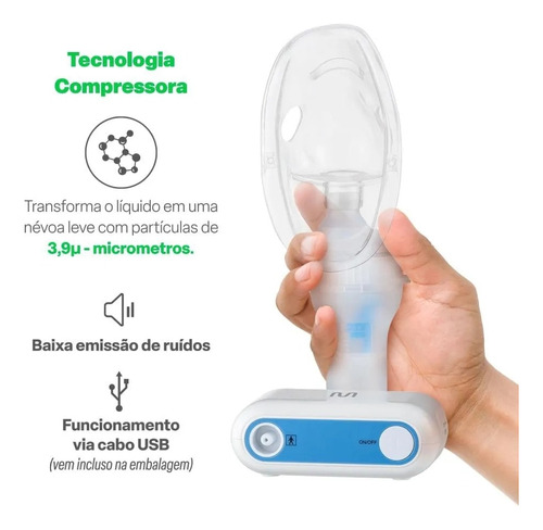 Inalador Multilaser Névoa Fina Adulo Infantil Branco Bivolt