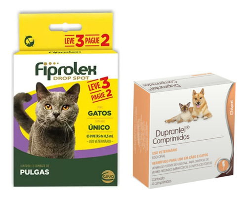 01 Fiprolex Gatos 3 Pipetas E 01 Vermífugo Duprantel