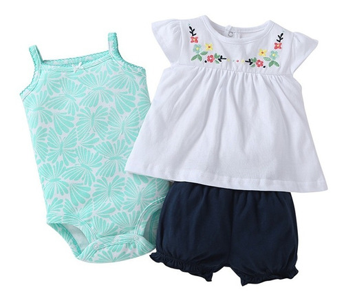 Conjunto Bebe Verano Niña (polera+body+short)