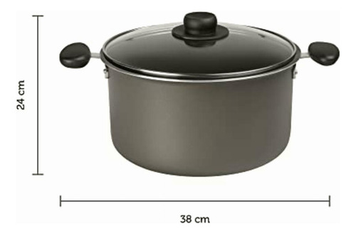 Select By Ekco Olla De 24 Cm Con Tapa De Cristal, Color Gris