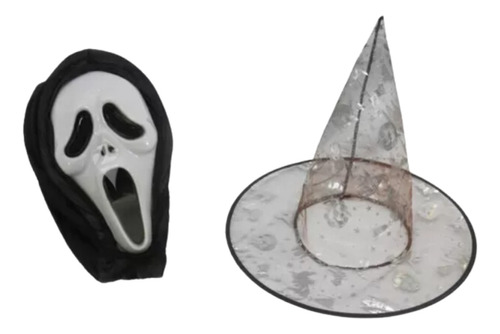 Kit Máscara De Halloween Pânico + Chapéu De Bruxa