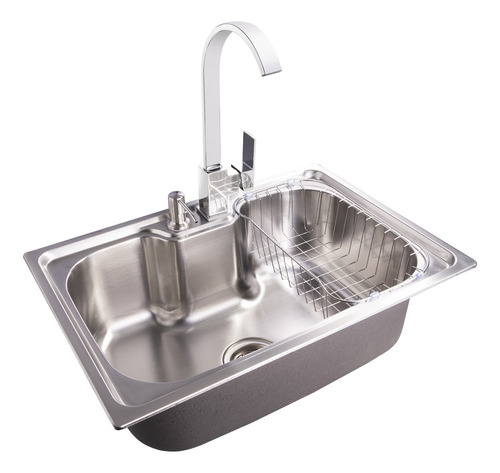 Cuba Pia Cozinha Gourmet aço Inox escovada 60x40 com torneira monocomando