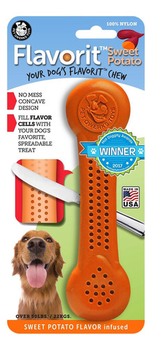 Juguete para masticar batatas para perros Pet Qwerks Flavorit, tamaño X, tamaño grande, color marrón claro