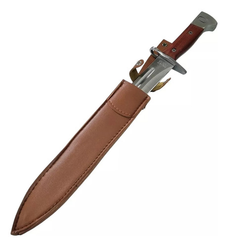 Cuchillo Tipo Bayoneta Ak47 Con Vaina De Cuero Hoja 23 Cm Madera