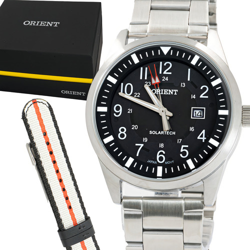 Relógio Orient Prata Masculino Mbss1451 P2sx Cor do bisel Prateado Cor do fundo Preto e LCD negativo