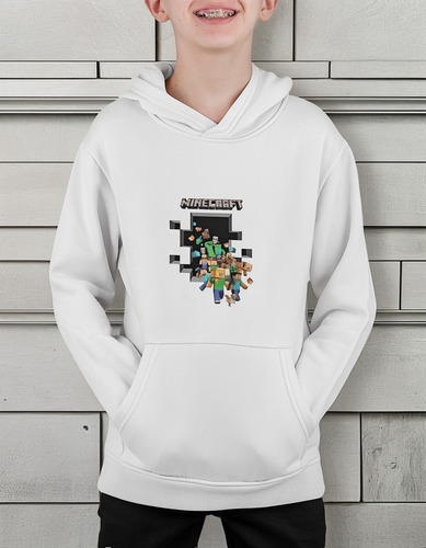 Poleron Niño Minecraft Game Videojuego Algodon Estampado Inv