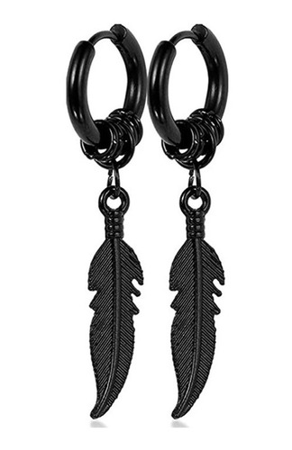 Aros Punk Plumas Black Silver Space Hombre Mujer Circular