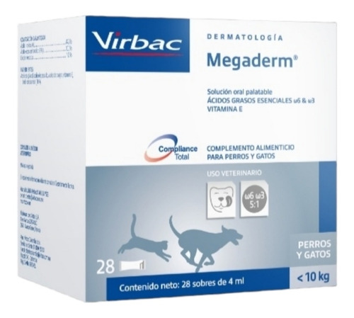 Virbac Megaderm Menos 10kg 4mlx28 Suplemento Ácidos Grasos