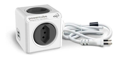 Caixa De Tomada Usb Mesa Escritório Power Cube Cabo De 3m