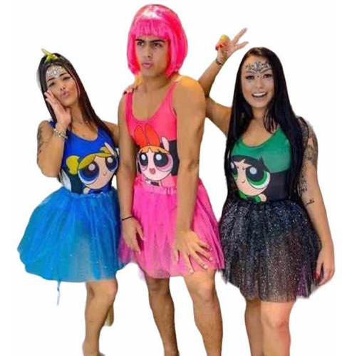 Kit 3 Amigas Fantasia Meninas Super Poderosas + Brinde