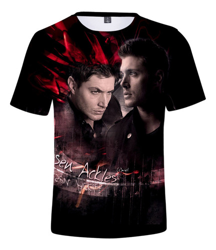 Playera Supernatural Unisex Impresión 3d Manga Corta