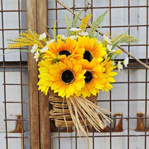 Corona De Flores En Forma De Z, Girasol, Decoración De Cesta