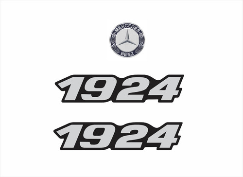 Kit Adesivos Resinados + Logo Para Mercedes Benz 1924 18063 Cor Prata
