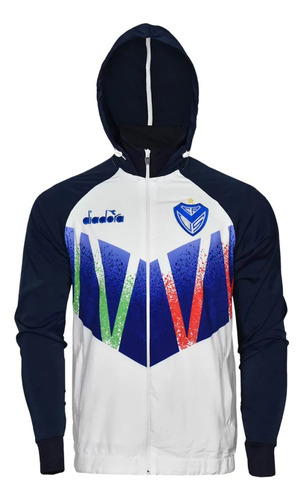 Campera Diadora Salida Forrada Capucha Velez Sarsfield