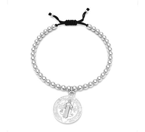 Pulsera San Benito De Plata 925 Bolitas Ajustable Agálea 