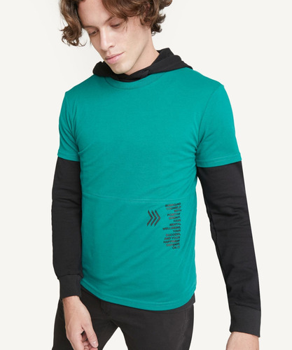 Camiseta Hombre M/c Verde Seven Poliéster 45092049-6221