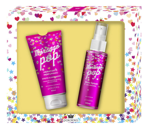 Kit Hidratante Pokoloka Morango Pop e Body Splash 60ml