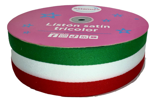 Rollo Listón Tricolor Satinado #12: 5cm X 50mts - Mercería